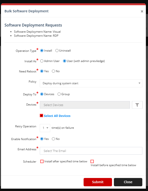RequestFormSoftwareDeployment